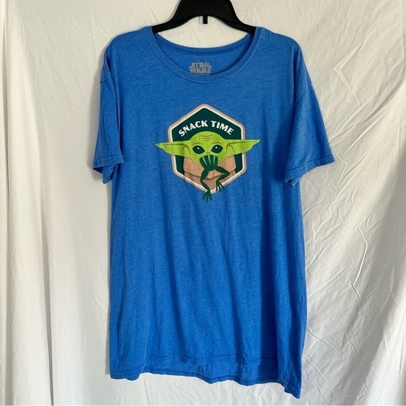 Star Wars Other - Disney Star Wars Blue Grogu Baby Yoda "Snack Time" Short Sleeve Shirt Men's L